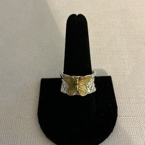 Butterfly Wide Gold Tone and Silver Tone Ring